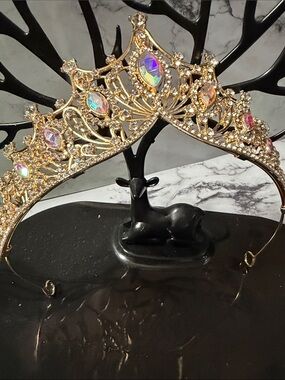 Gold Tiara with Iridescent Rhinestone Accents NWT